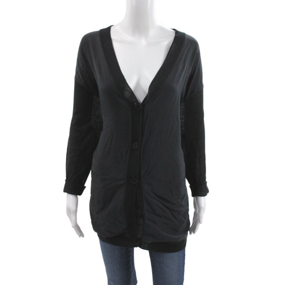 Zimmermann Womens Black Merino Wool V Neck Cardigan Size 0